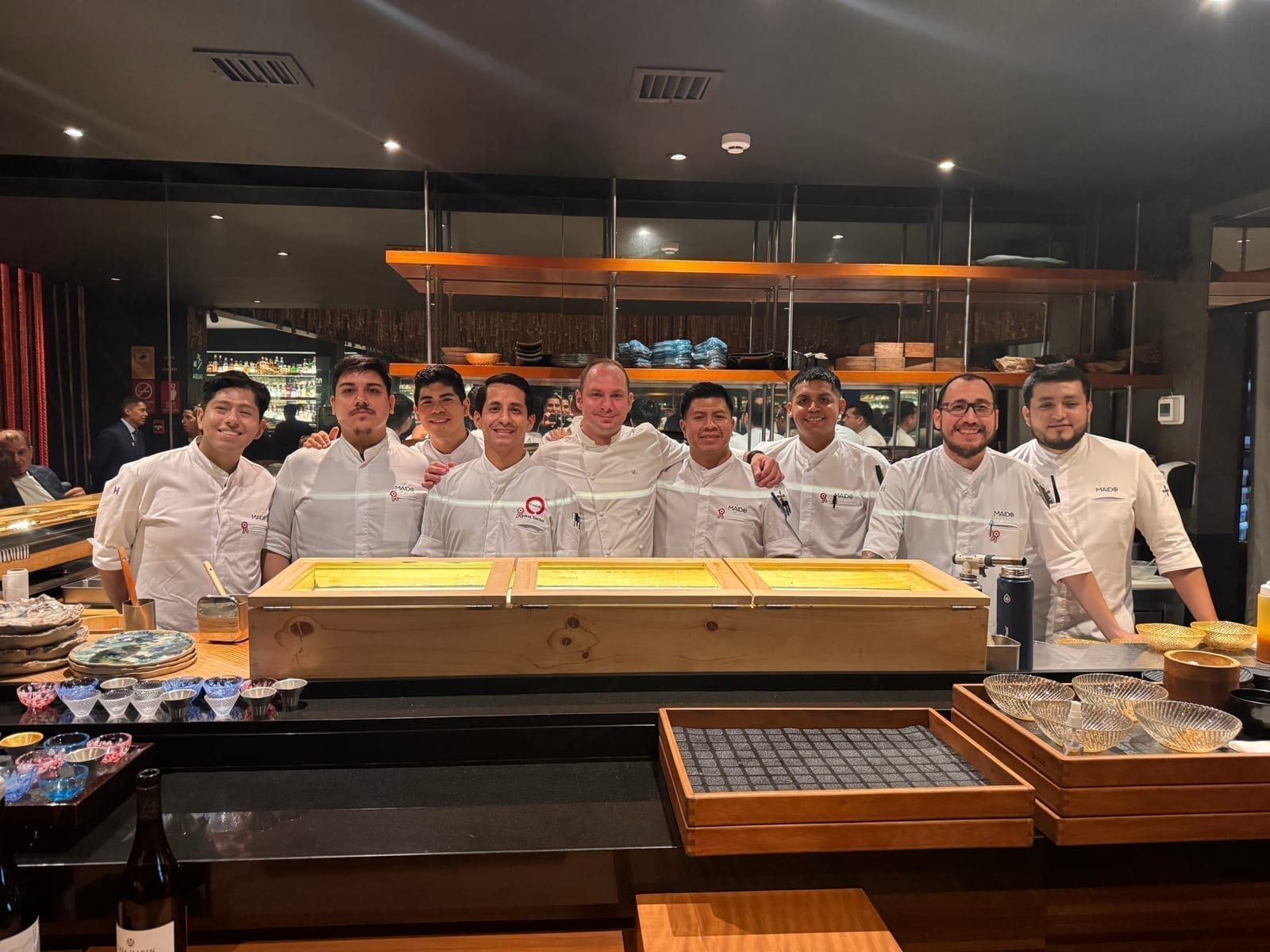 Jason with the kitchen team at Maido in Lima