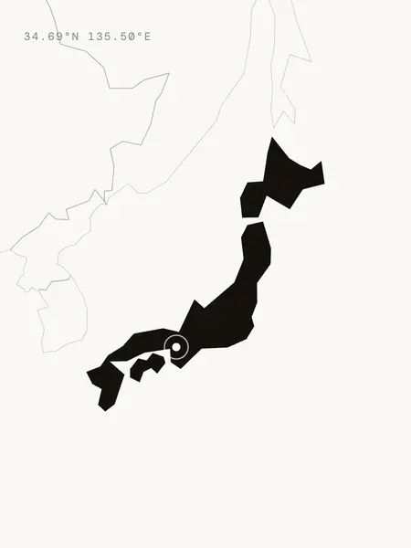 Illustrated map of Japan with Osaka marked