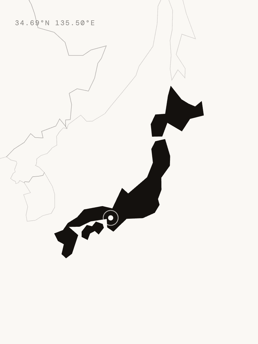 Map of Japan with Osaka marked