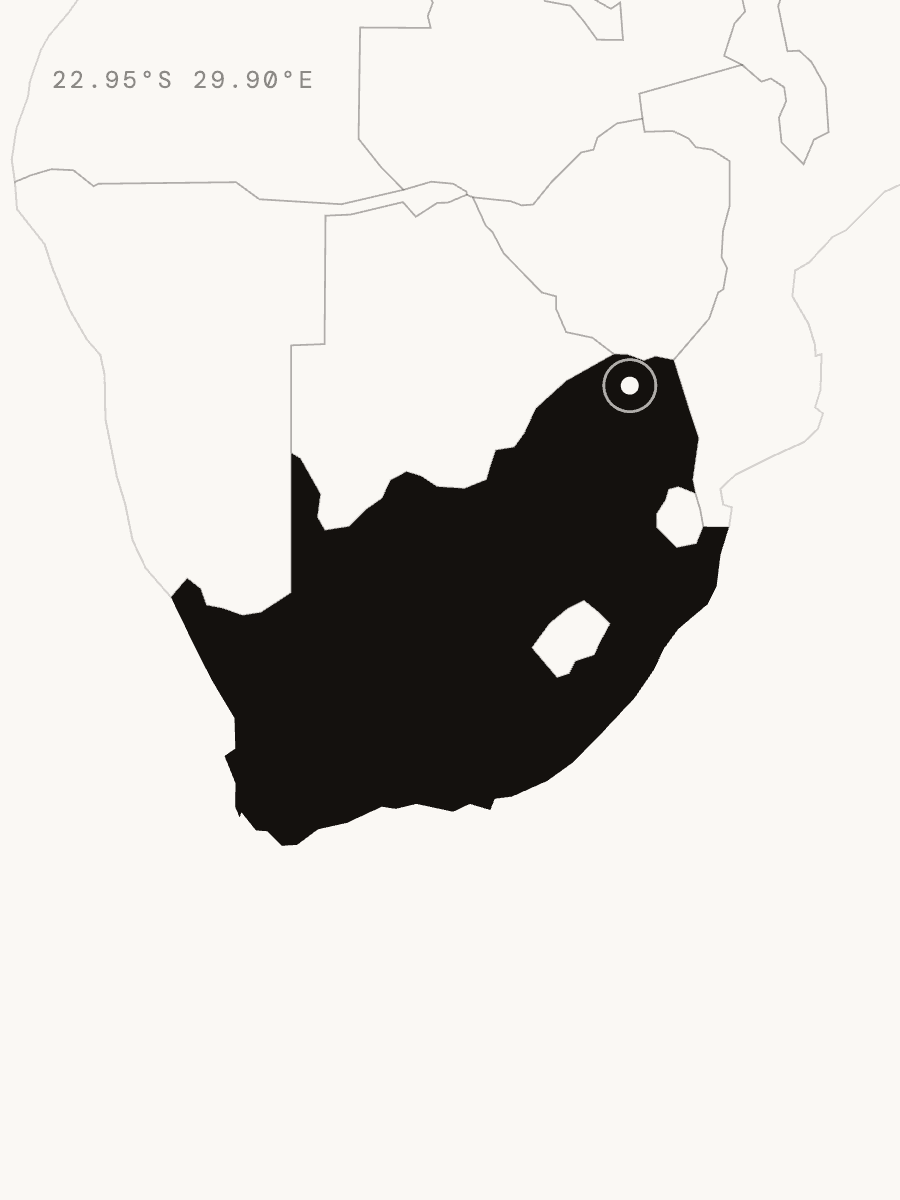 Map of South Africa with Soutpansberg marked